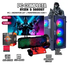 AMD - Computadora Completa Ryzen 5 5600GT RAM 16GB DISCO 500GB SSD MONITOR 24" FHD