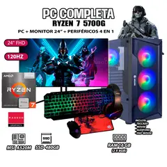 AMD - Computadora Completa Ryzen 7 5700G RAM 16GB DISCO SSD 500GB MONITOR 24" FHD