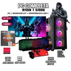 AMD - Computadora Completa Ryzen 7 5700G RAM 16GB DISCO SSD 500GB MONITOR 24" FHD