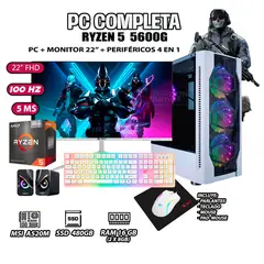 AMD - Computadora Completa Ryzen 5 5600GT RAM 16GB DISCO 500GB SSD MONITOR 22" FHD