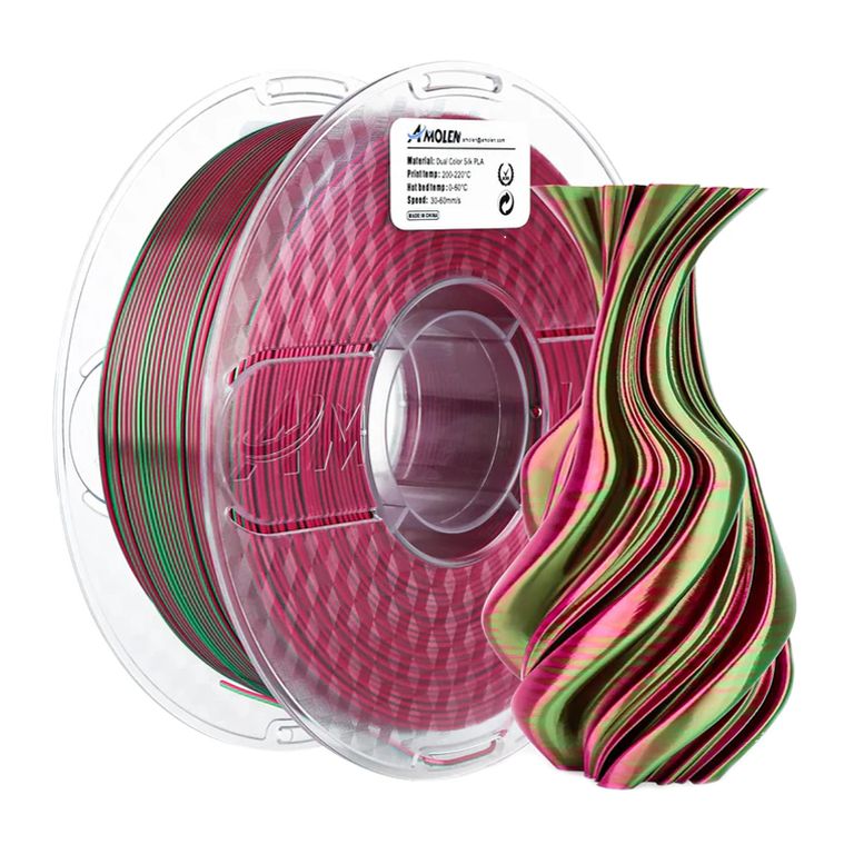 Filamento Bicolor Seda PLA para impresora 3D color Rojo con Verde