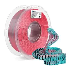AMOLEN - Filamento Bicolor Silk PLA para impresora 3D color Turquesa con Coral