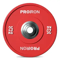 PROIRON - Par de Discos Olímpicos Calibrados de Caucho 25KG Rojo