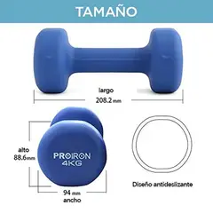 PROIRON - Par de Mancuernas de Neopreno 4KG Azul