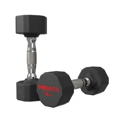 PROIRON - Par de Mancuernas Dodecagonales de Caucho 5KG