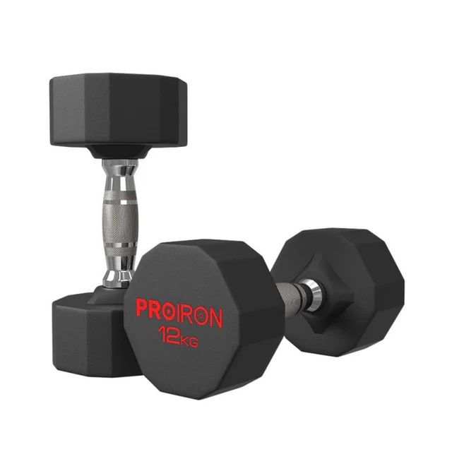 Par de Mancuernas Dodecagonales de Caucho 12KG