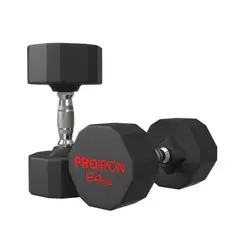 PROIRON - Par de Mancuernas Dodecagonales de Caucho 24 KG