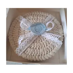 GENERICO - Set de 4 Posavasos Beige Claro de Lana Delicada