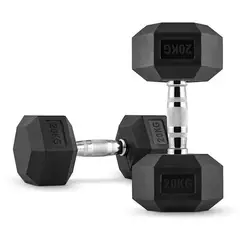 PROIRON - Par de Mancuernas Hexagonales de Caucho 20 KG