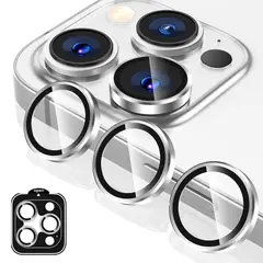 GENERICO - Protector de Cámara Metálico Compatible con iPhone 15 ProMax 15Pro Sil