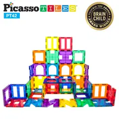 PICASSO TILES - Juego de Bloques de Construcción Magnéticos de 42 piezas