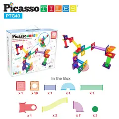 PICASSO TILES - Bloques Magnéticos Pista de Canicas de 40 piezas