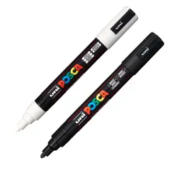 POSCA - Marcador PC-5M Blanco + Negro Pack x 2