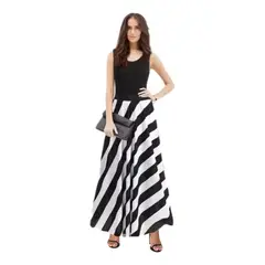 GIOIO - Vestido De Fiesta Largo De Moda A Rayas Sin Mangas