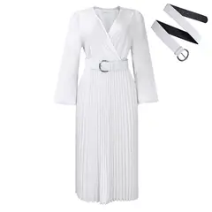 TIOZONEY - Vestido largo de manga larga y cuello en V