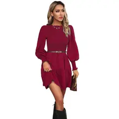 TIOZONEY - Vestido Midi Mujer -Rojo