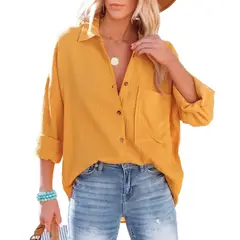 TIOZONEY - Camisa de mujer con cuello en V