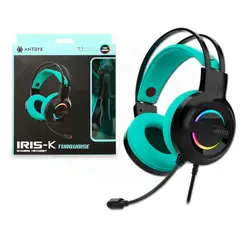 ANTRYX - AUDIFONO IRIS-K TURQUOISE, 7.1 VIRTUAL SURROUND, USB, RAINBOW