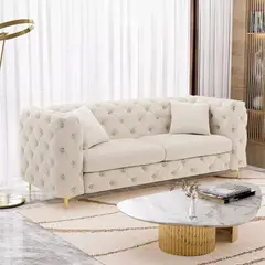 DMUEBLES - DM SOFÁ CHESTERFIELD DELUXE - BLANCO