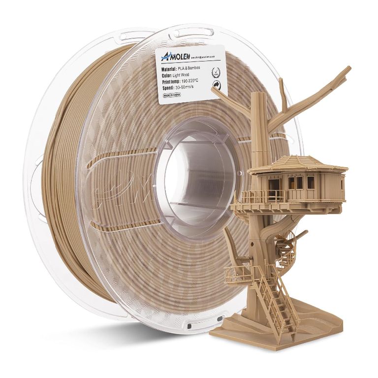 Filamento Madera PLA para impresora 3D color Bambu Claro