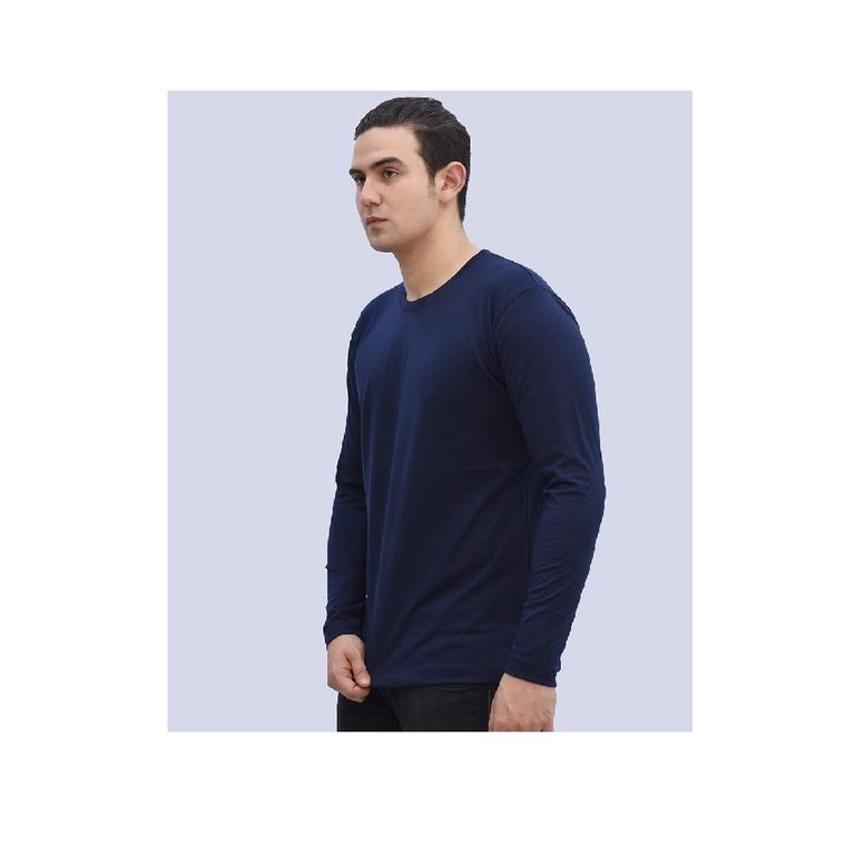 Polo Básico Manga Larga Azul Marino para Hombre