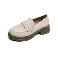 BLWOENS - Zapatos de cuero casuales para mujeres - Beige