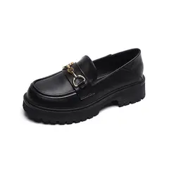 BLWOENS - Zapatos de cuero casuales para mujeres - Negro