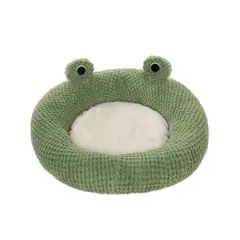 S&T - Cama Rana Donut Para Mascotas Terciopelo Suave Verde Talla M