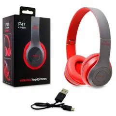 GENERICO - Auriculares Plegables Inalámbricos P47 Rojo