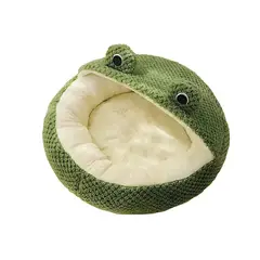 S&T - Cama Rana Nido Para Mascotas Terciopelo Suave Verde Talla L