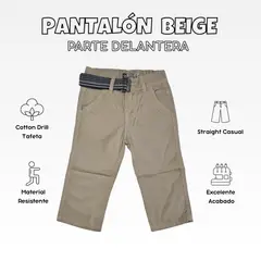 YONISTERS CLOTHING - Pantalón Niño Casual Algodón Drill Tafeta Beige