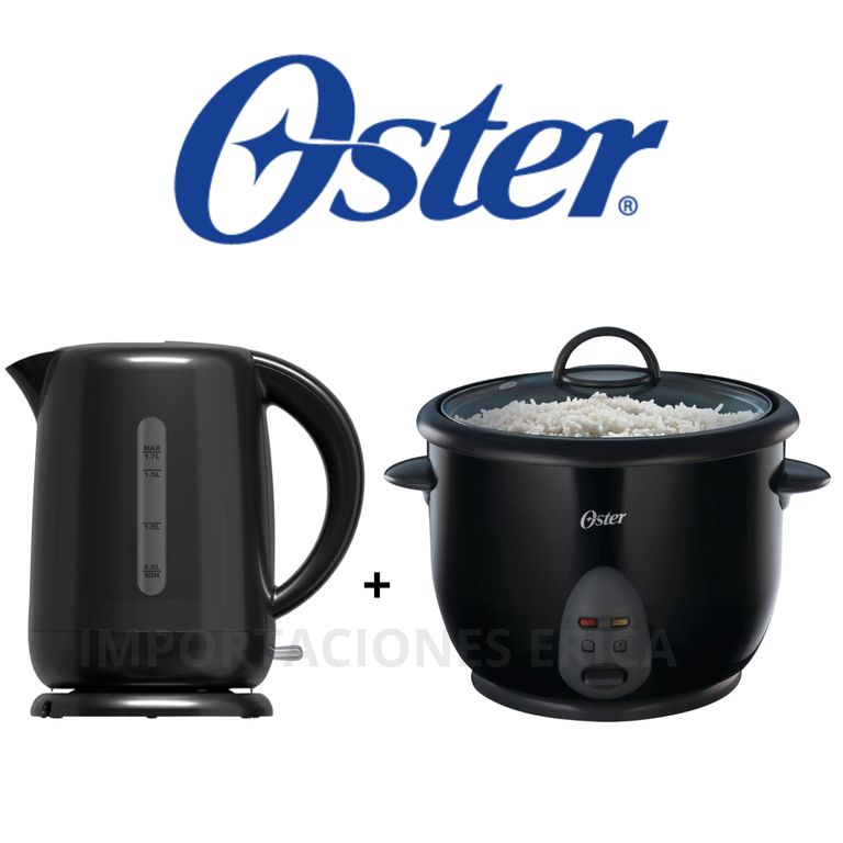 Combo hervidora eléctrico negro de 1.7L+ arrocera negro de 1.8 L