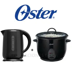 OSTER - Combo hervidora eléctrico negro de 1.7L+ arrocera negro de 1.8 L