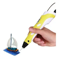 GENERICO - Lápiz 3D Impresión Yellow LCD+3 Filamentos Navidad Genieka