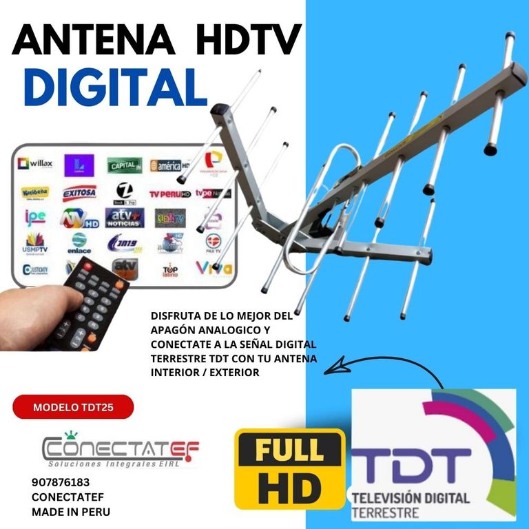Antena Aérea TDT BTO2 Para la Television DIGITAL Vhf Uhf Hdtv.