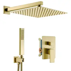 GENERICO - COMBO Mezcladora Monomando Ducha 20cm Completo Acero Inoxidable Dorado