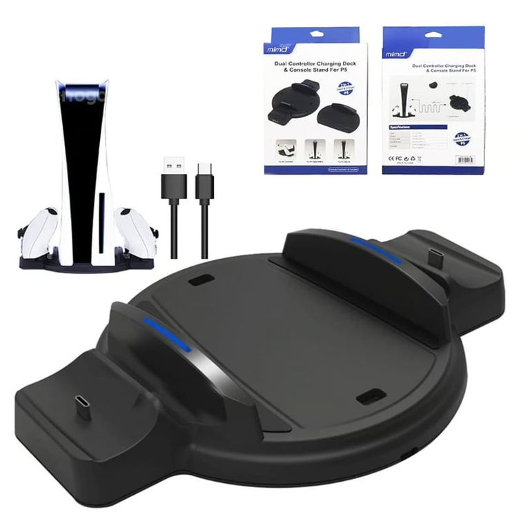Base de Carga Doble y Soporte de Consola para Mando Play Station 5 PS5