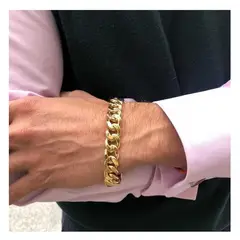 GENERICO - Pulsera Hombre Eslabon Grueso Acero Inoxidable 316L