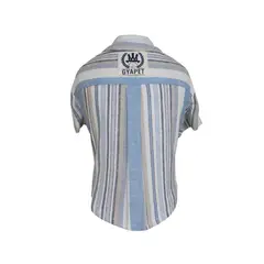 GENERICO - CAMISA MASCOTAS RAYAS CELESTES ALGODÓN TALLA 4XL