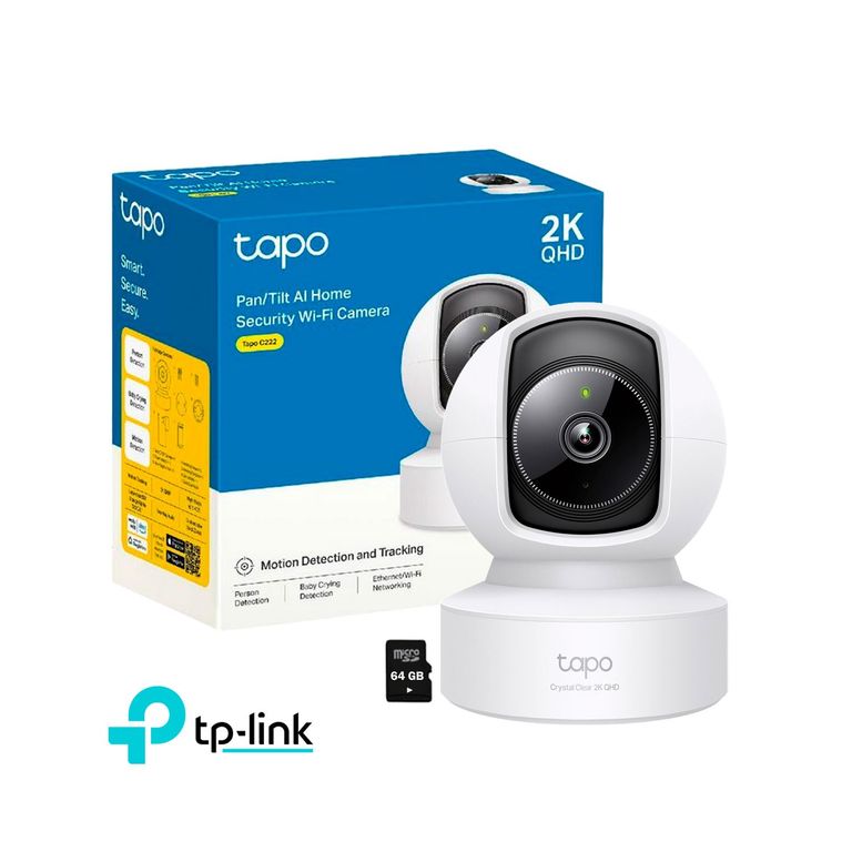 Cámara Seguridad Tp-Link Tapo C222 2K Audio Bidireccional Detecta llanto SD 64GB