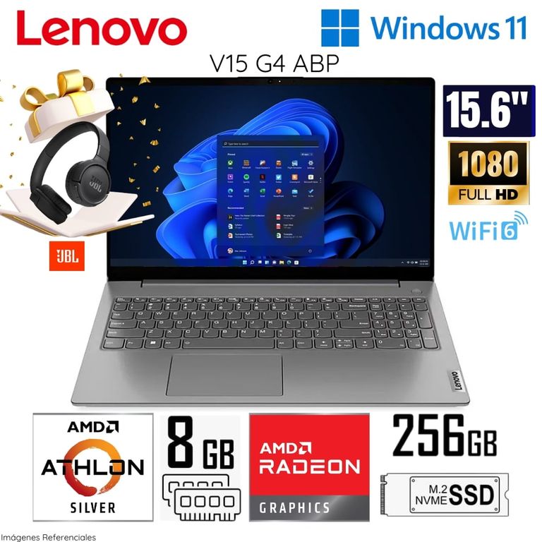 Laptop V15 G4 AMN AMD Athlon-7120U 8GB RAM 256GB SSD 15.6" FHD 82YU00X5LM + Regalo