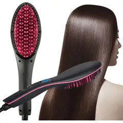 GENERICO - CEPILLO ALISADOR DE CABELLO CALEFACTOR ELÉCTRICO TEMPERATURA AJUSTABLE