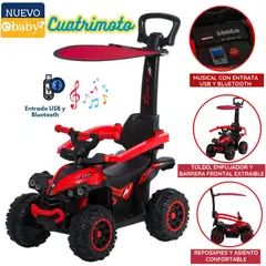 EBABY - Cuatrimoto Musical con Luces y Sombrilla ROJO EB357