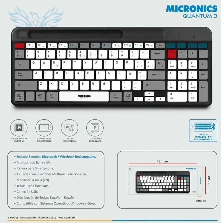 TECLADO QUANTUM 3 BLUETOOTH RECARGABLE