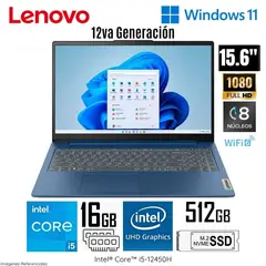 LENOVO - LAPTOP IDEAPAD SLIM 3 15IAH8 INTEL CORE i5 12450H 12°GEN 15.6" FHD TN 16GB RAM 512GB SSD W11