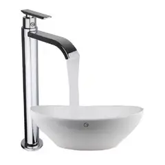 GENERICO - Griferia Alta para bowl Con Caída de agua friaTipo Cascada Acero brillante