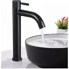 GENERICO - Grifería Alta De 30cm Para bowl Agua Fría - acero Negro Mate