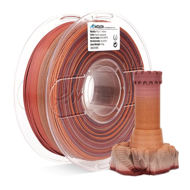 Filamento PLA para impresora 3D color Mármol Rojo