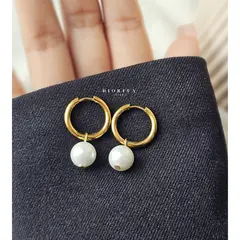 GENERICO - ARETES DE PERLAS ARETES DE ACERO MUJER