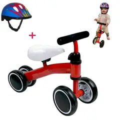 GENERICO - BICICLETA BUGUI ESTIMULACION DE EQUILIBRIO ROJO CON CASCO